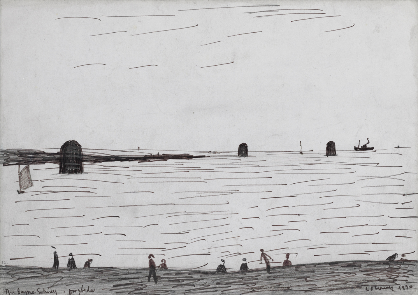 The Boyne Estuary, Drogheda (1970) by Laurence Stephen Lowry (1887 - 1976), English artist.