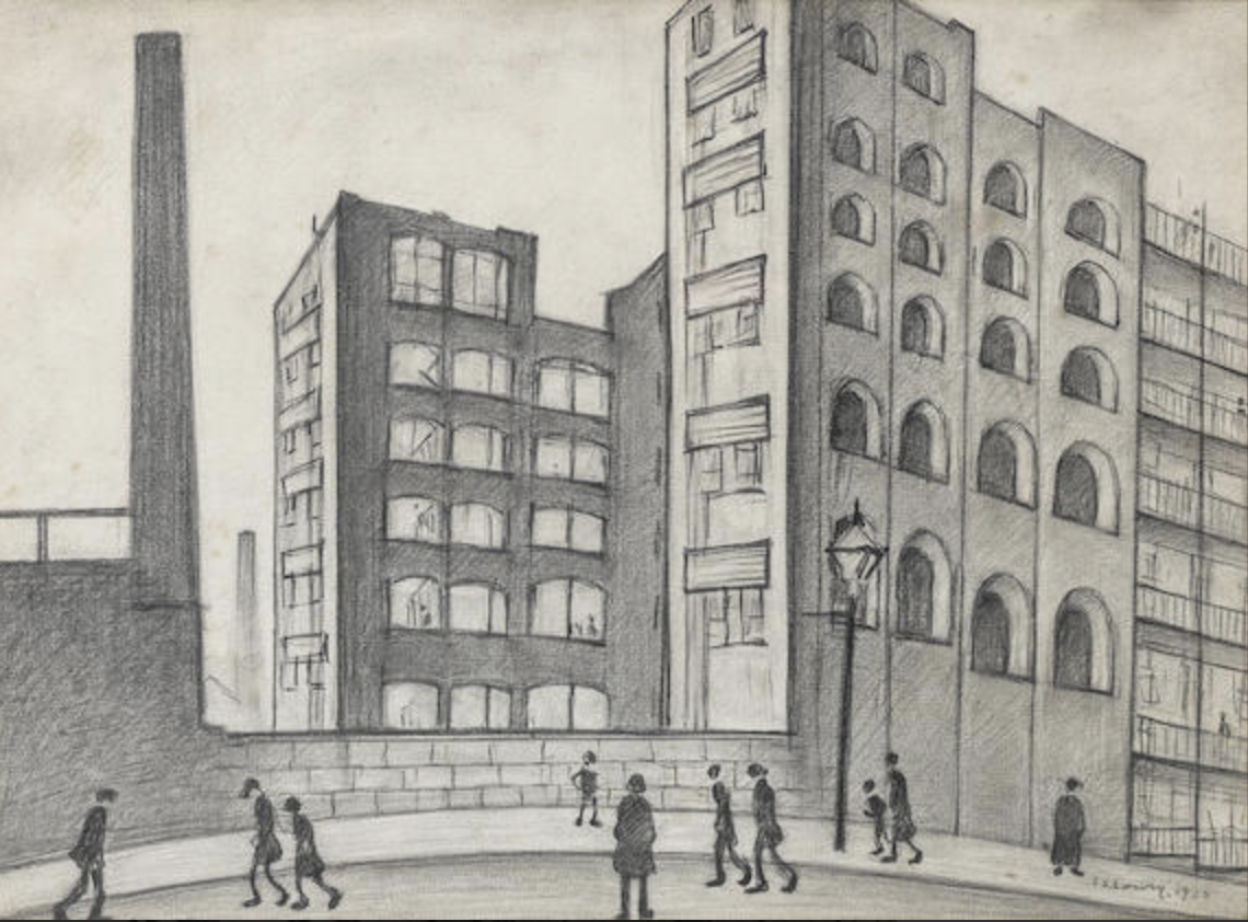 Tenements, Jersey Street, Manchester (1930) by Laurence Stephen Lowry (1887 - 1976), English artist.
