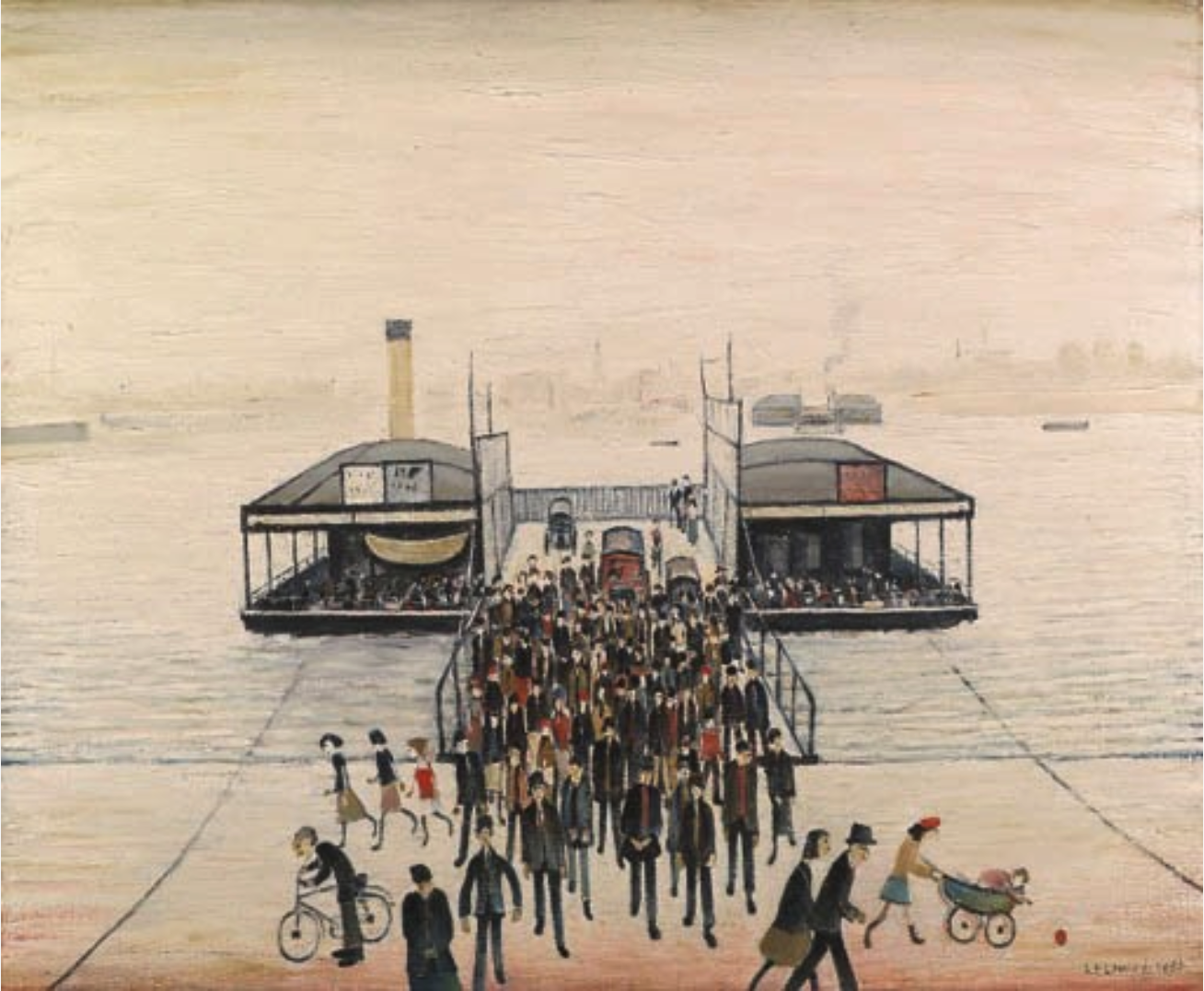The Floating Bridge, Southampton (1956) by Laurence Stephen Lowry (1887 - 1976), English artist.