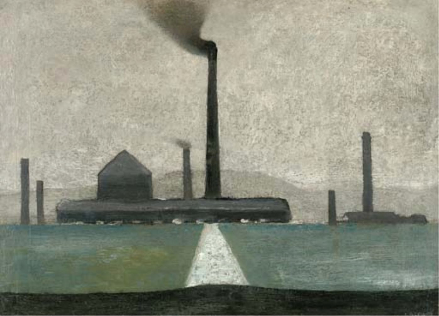 Derbyshire Steel Mills (Unknown) by Laurence Stephen Lowry (1887 - 1976), English artist.