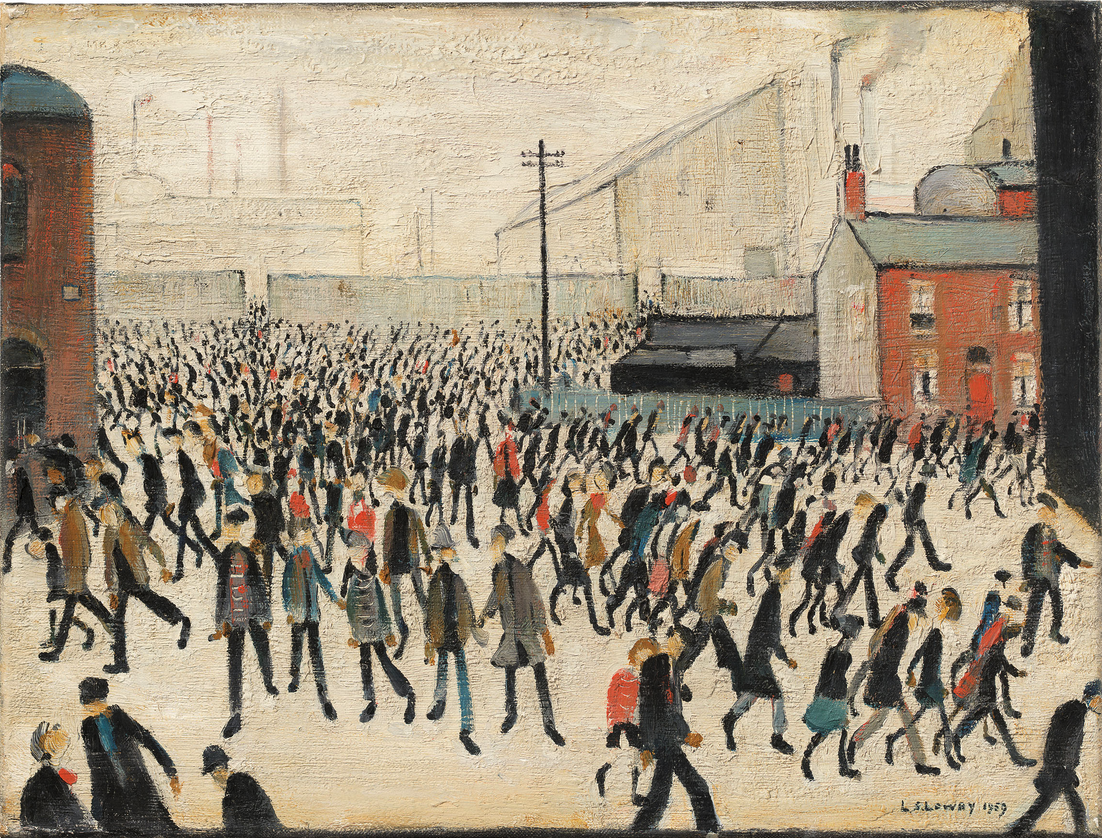 Coming from the Match (1959) by Laurence Stephen Lowry (1887 - 1976), English artist.