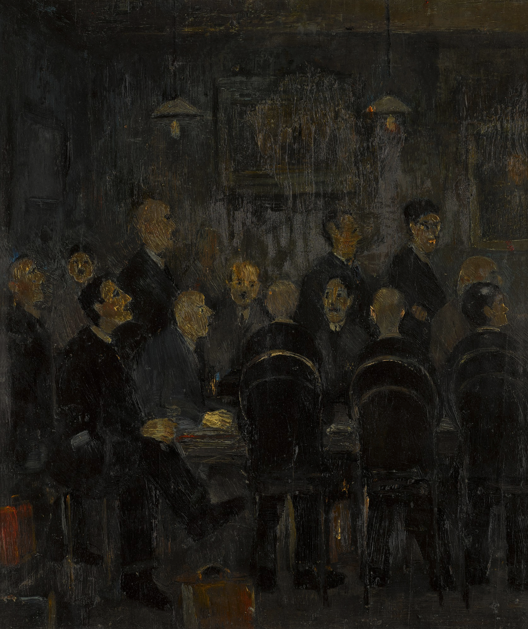 A Board Meeting (1942) by Laurence Stephen Lowry (1887 - 1976), English artist.